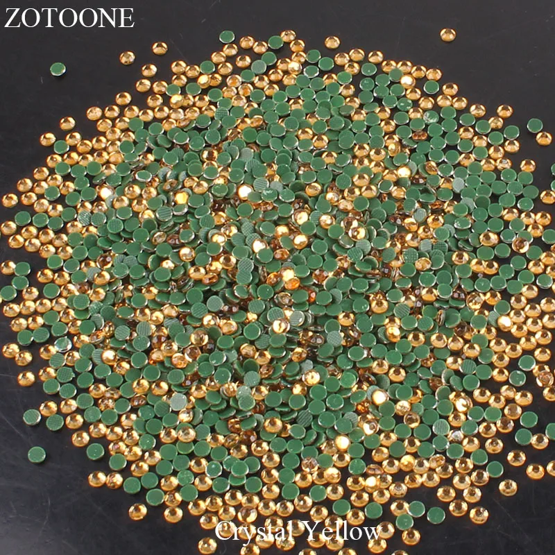 

ZOTOONE Hotfix Flatback Glass Crystal yellow Rhinestones Applique Iron On Strass Crystals And Stones For Clothing Decoration E