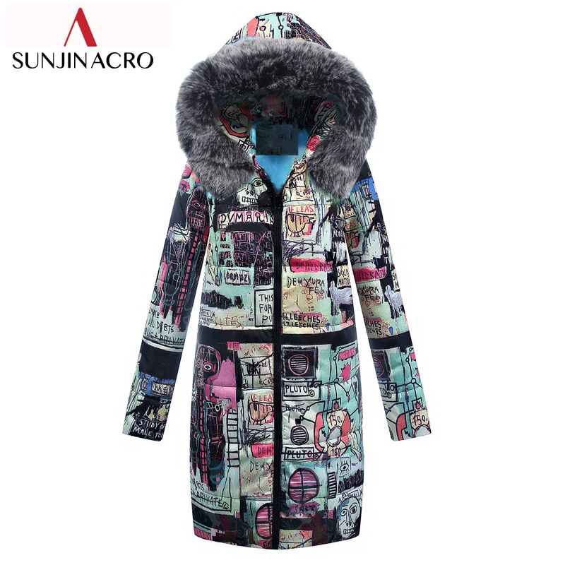SUNJINACRO Bohemian толстые теплые ватные подкладочные парки с капюшоном женские зимние