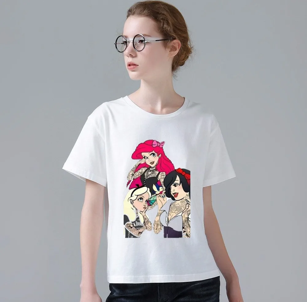 Harajuku Новый Для женщин футболка принцессы с рисунком/с милым рисунком футболки