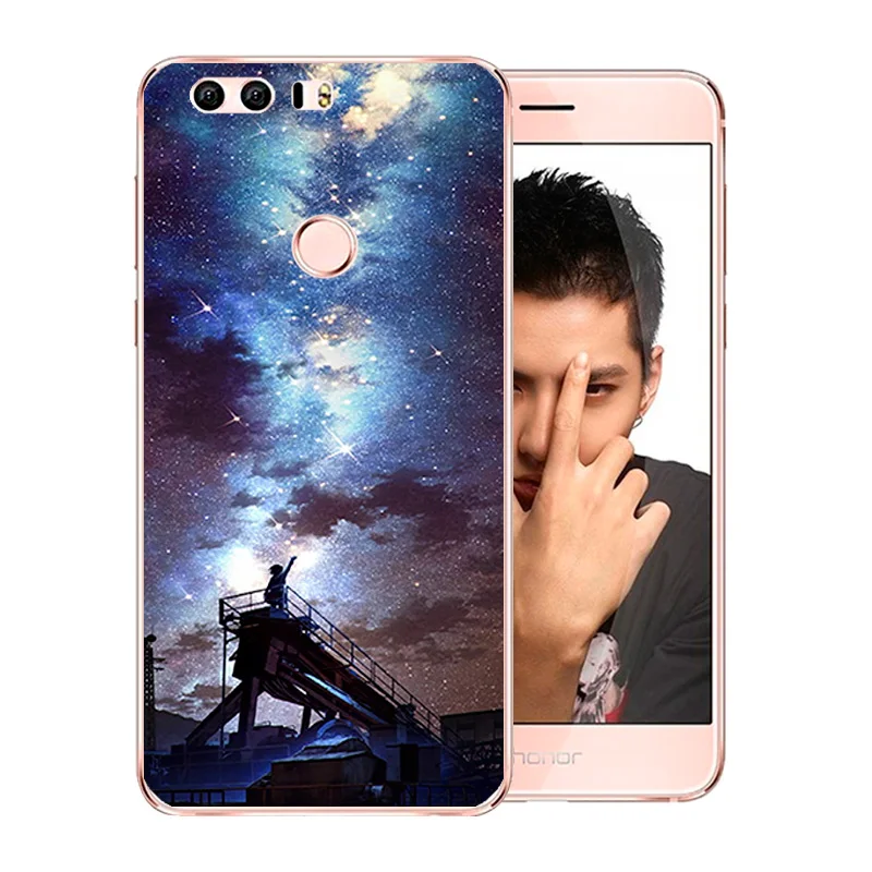 for Huawei Honor 8 Shell 5.2 inch Clear Soft TPU Phone Case Silicone Back Cover Night Sky Pattern Bag |