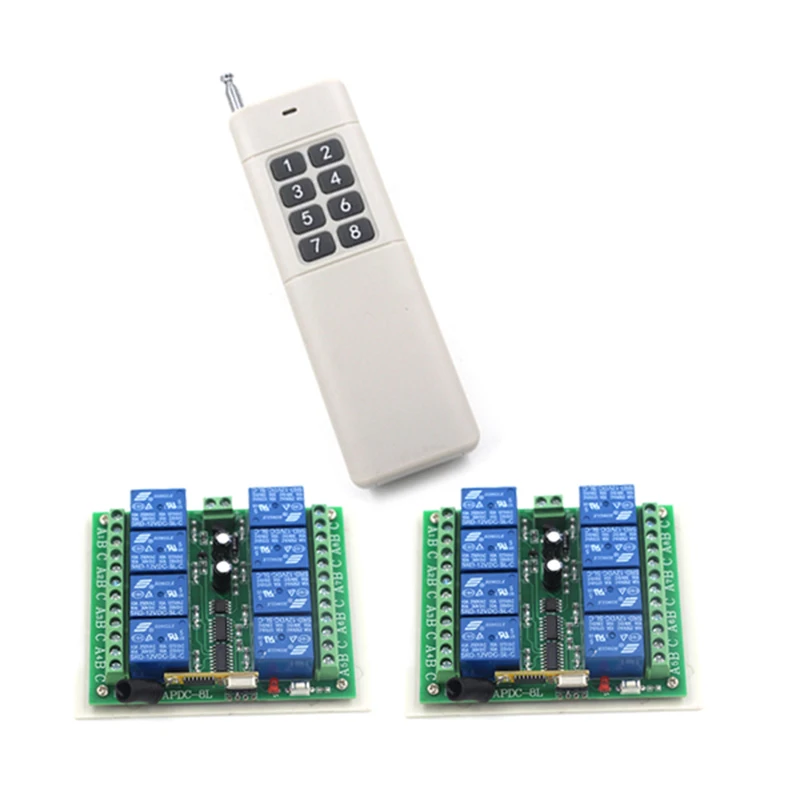 DC 12V 8CH RF Беспроводная лампа 315/433 MHZ 1 передатчик и 2 приемника 4108|transmitter switch|receiver