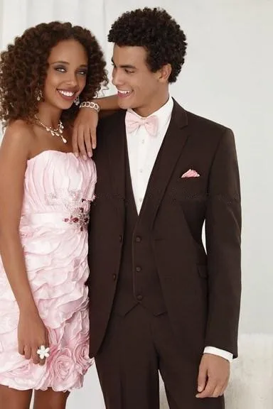 Темно-коричневые смокинги для жениха сделанные на заказ облегающий костюм