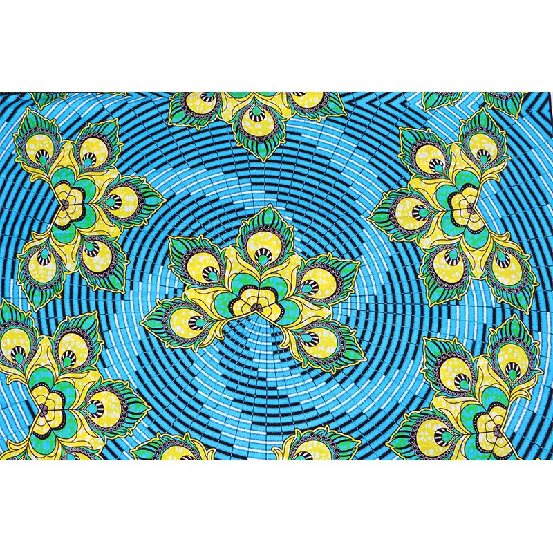 

Fashion Pattern Ankara African Wax Fabric Blue Real 2020 Wax Fabric 100% Cotton High Quality Sewing Material for Dress 6yards