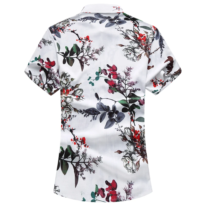 Летняя деловая рубашка 2018 мужские повседневные рубашки с принтом и коротким