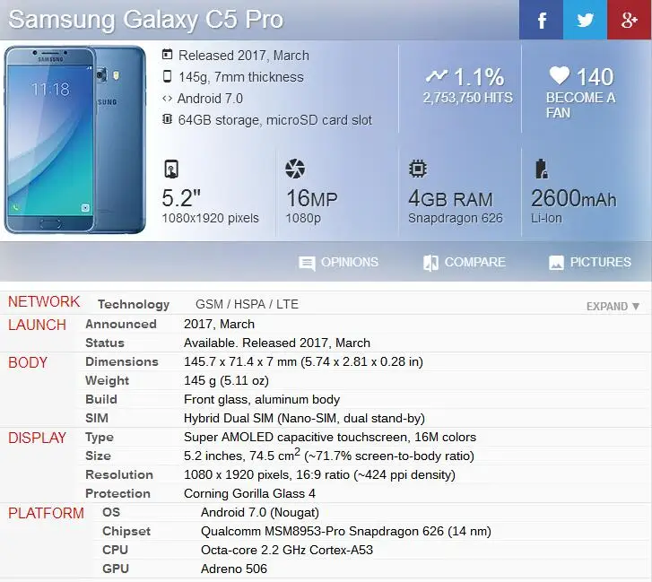 ЖК-дисплей с сенсорным экраном и дигитайзером в сборе для Samsung Galaxy C5 Pro C5010 Замена