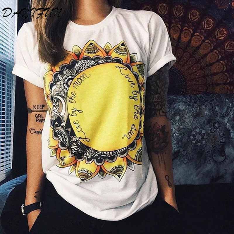 Женская футболка с коротким рукавом DAYIFUN летняя в стиле панк-рок буквенным