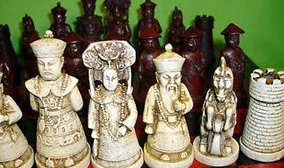 free shipping Chinese Old Collectibles Vintage 32 chess set with wooden Coffee table decoration bronze factory outlets  Дом и