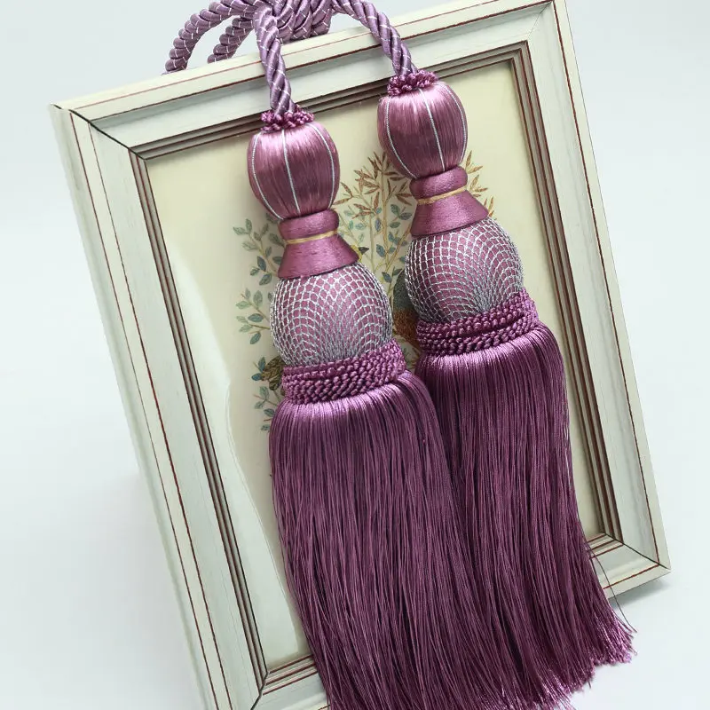 dark purple 1 пара щетка для занавесок, подхваты для штор, бахрома, висячий пояс, шары, украшение для дома, зажимы для штор, аксессуары, CP-DS029 и 20 - Цвет: dark purple