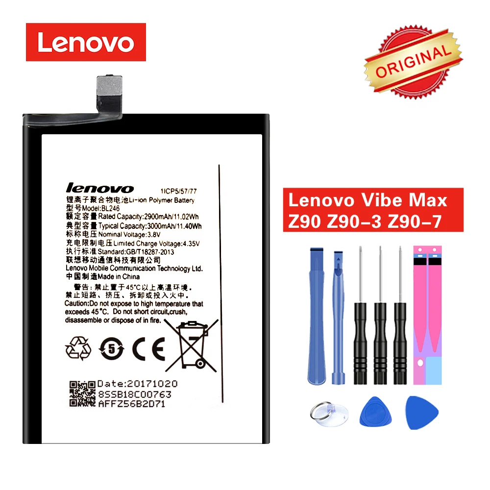 Оригинальный аккумулятор BL246 для телефона Lenovo Vibe Shot Max Z90 3000 мА/ч реальная емкость