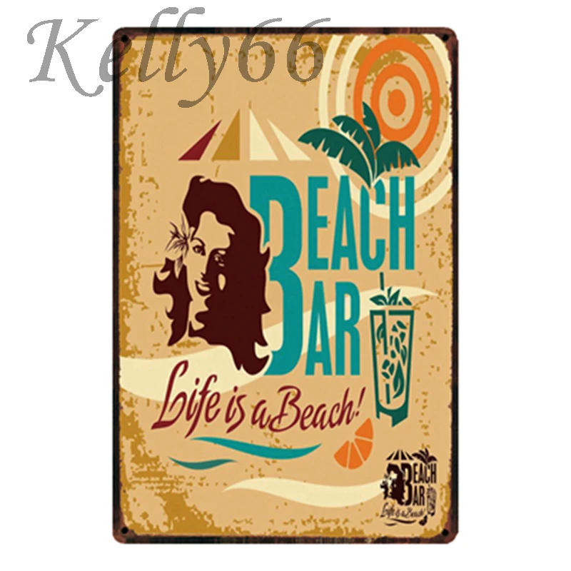 

[ Kelly66 ] Hello Summer BEACH Life Metal Sign Tin Poster Home Decor Bar Wall Art Painting 20*30 CM Size y-1899
