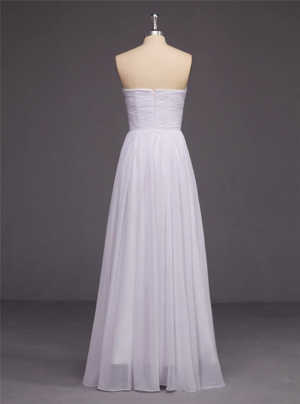 2015 A-Line Милая Шифон Настоящее Дешевые Ruched Длиной до пола Свадебные Платья