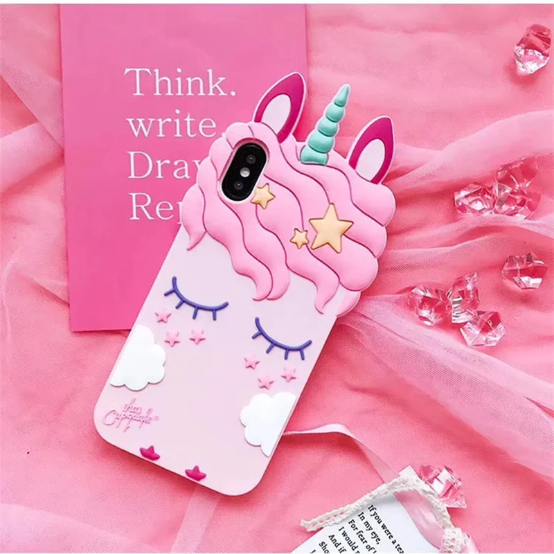 Super cute eyelash unicorn For iPhone x 6s plus 7plus 8plus case TPU soft shell 6 7 8 6plus Phone Silicone Case SQ129 | Мобильные