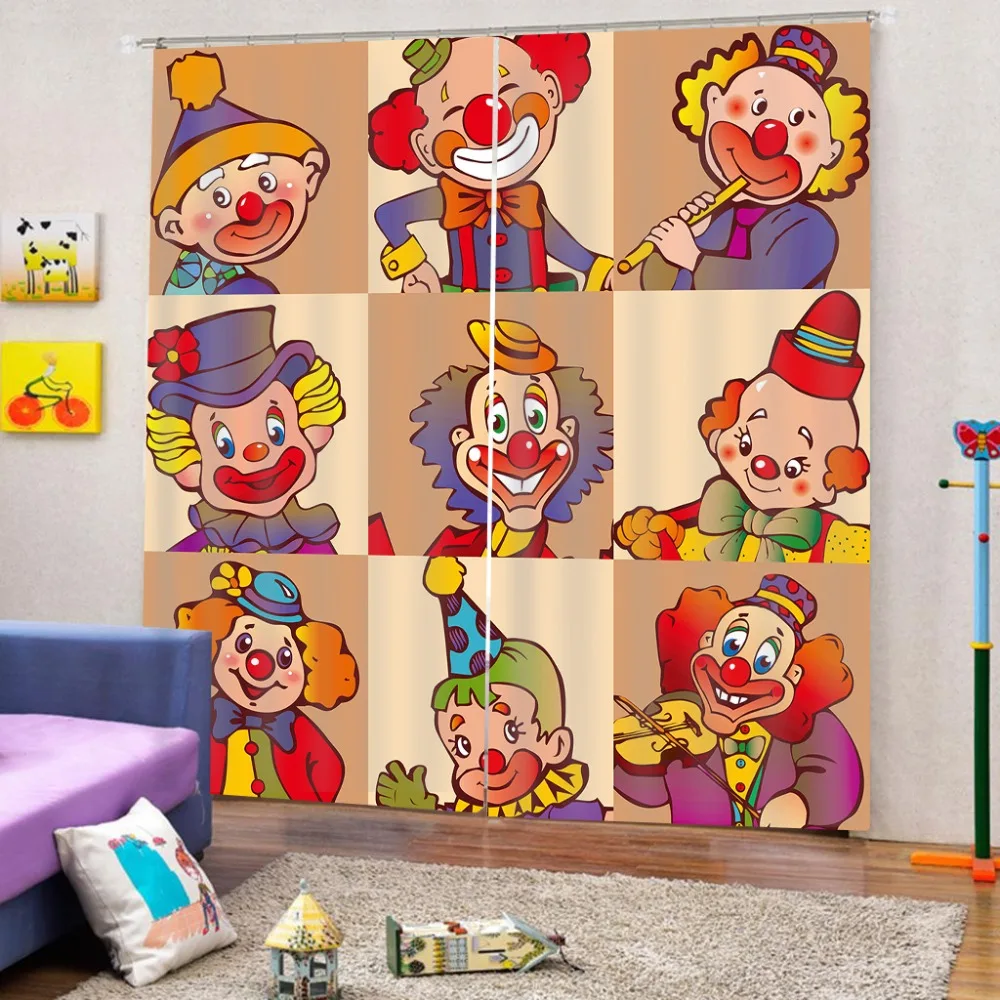 3d занавески с изображением клоуна на заказ шторы для спальни кухни современных