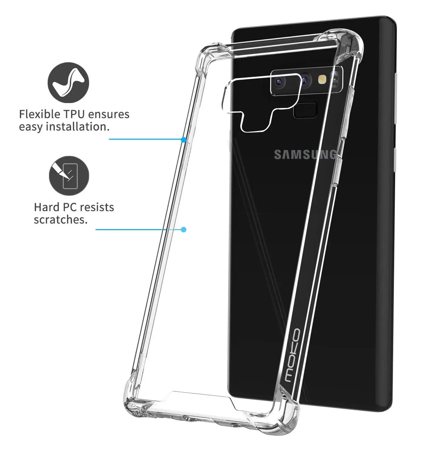 Crystal Dirt Resistant Case For Samsung Galaxy Note 9 Transparent Gel Bumper Anti Skid Soft TPU Rubber |