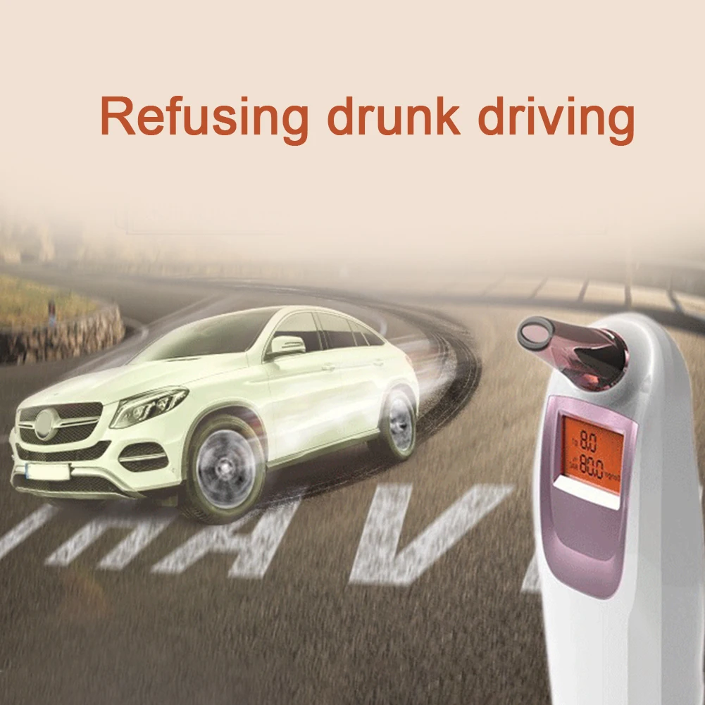 Handheld Alcohol Tester Large LCD Digital Display Police Breathalyzer High Accuracy Detector White Portable | Автомобили и