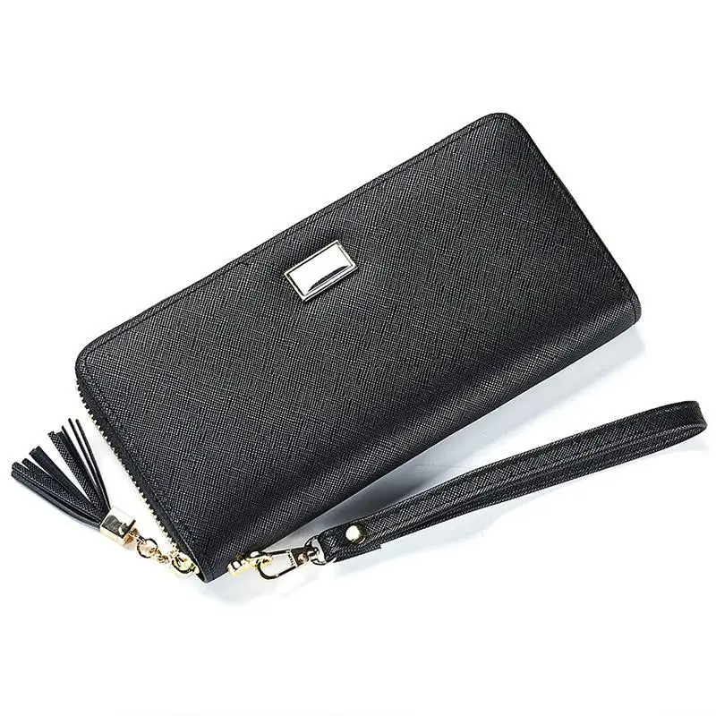 Женский кошелек Unishow длинный вместительный на молнии с перекрестным узором и