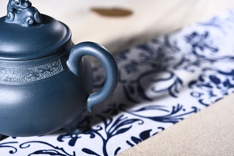 Фиолетовая глина yixing pot Подлинная ручная работа Известный Ван Fangyuan mine azure mud штатив Дракон верхний горшок кунгфу Чайный горшок чайный сервиз