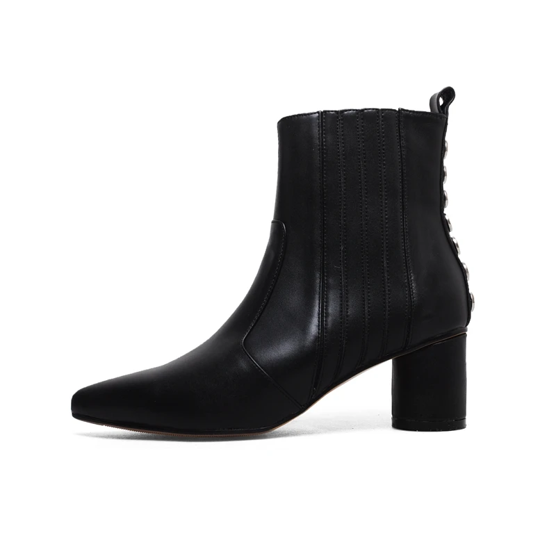 Модная обувь женская сезон весна ботинки на высоком каблуке Zapatos De Mujer кожаные из