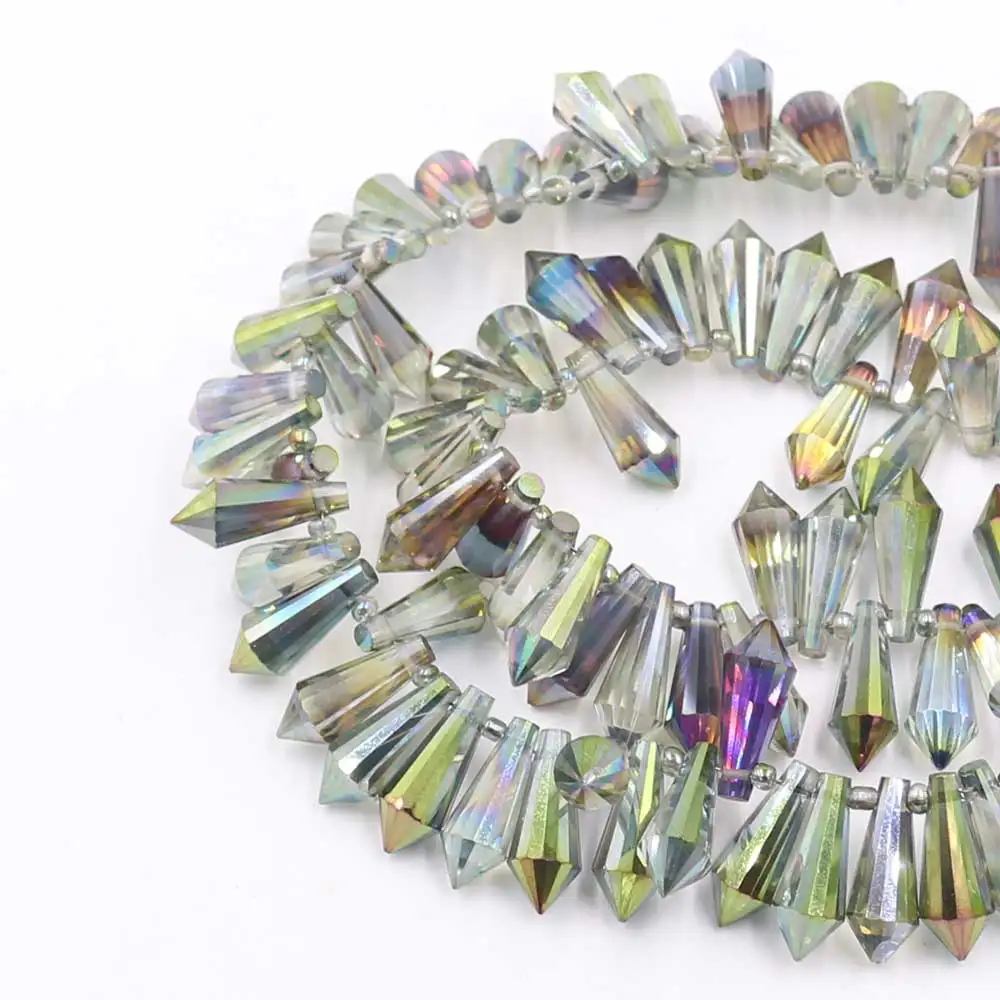 ZHUBI Glass Long Drop Beads 8x20mm Fashion for Jewelry DIY Crystal Sharp Making Materials to Make Necklaces | Украшения и