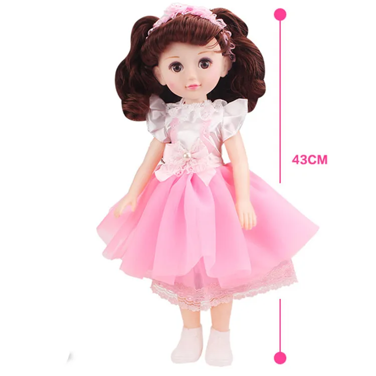 

Doll 43cm Fashion Girls princess baby reborn Dolls can talk blink eyes full vinyl body With lovely dress Children Toys