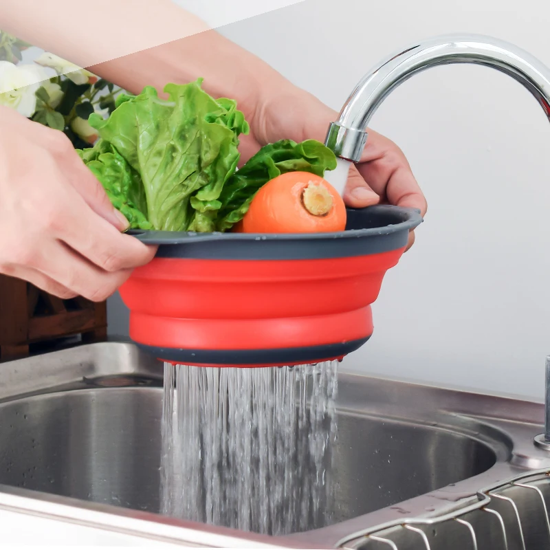 2 шт./компл. складной силиконовый дуршлаг корзина для мытья фруктов и овощей