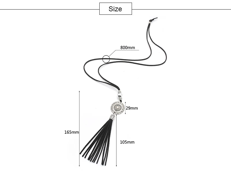 Yumfeel Bohemian Tassel Necklace Leather Tassel Pendant Necklace Long Necklace Dark Brown Color