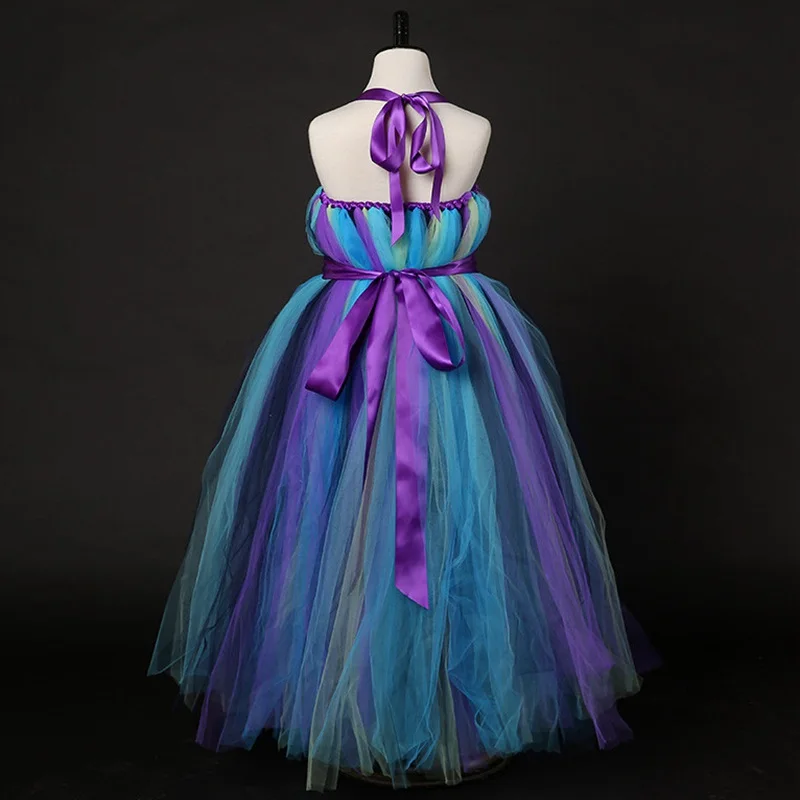 Платье-пачка для девочки длинное платье ручной работы в виде павлина свадьбы дня