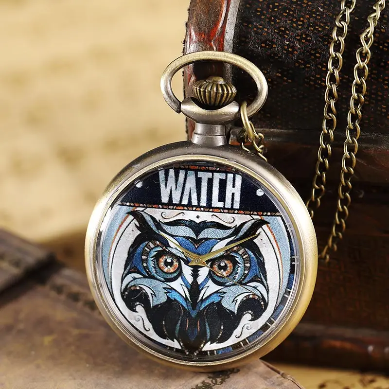 owl 6 Винтажные бронзовые милые карманные часы с совой брелок цепочка ожерелье кулон флип чехол часы для мужчин женщин животные карманные часы - Цвет: owl 6