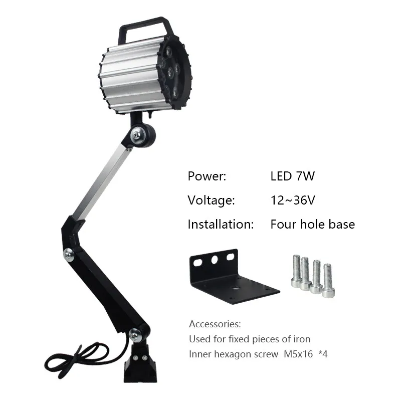 LED 7W 12-36V b 9 Вт 12 Вт Светодиодная рабочая лампа для станка с ЧПУ 24 В 220 В Длинный рычаг гаражный токарный станок водонепроницаемый взрывозащищенный промышленный светодиодный складной фонарь - Цвет: LED 7W 12-36V b