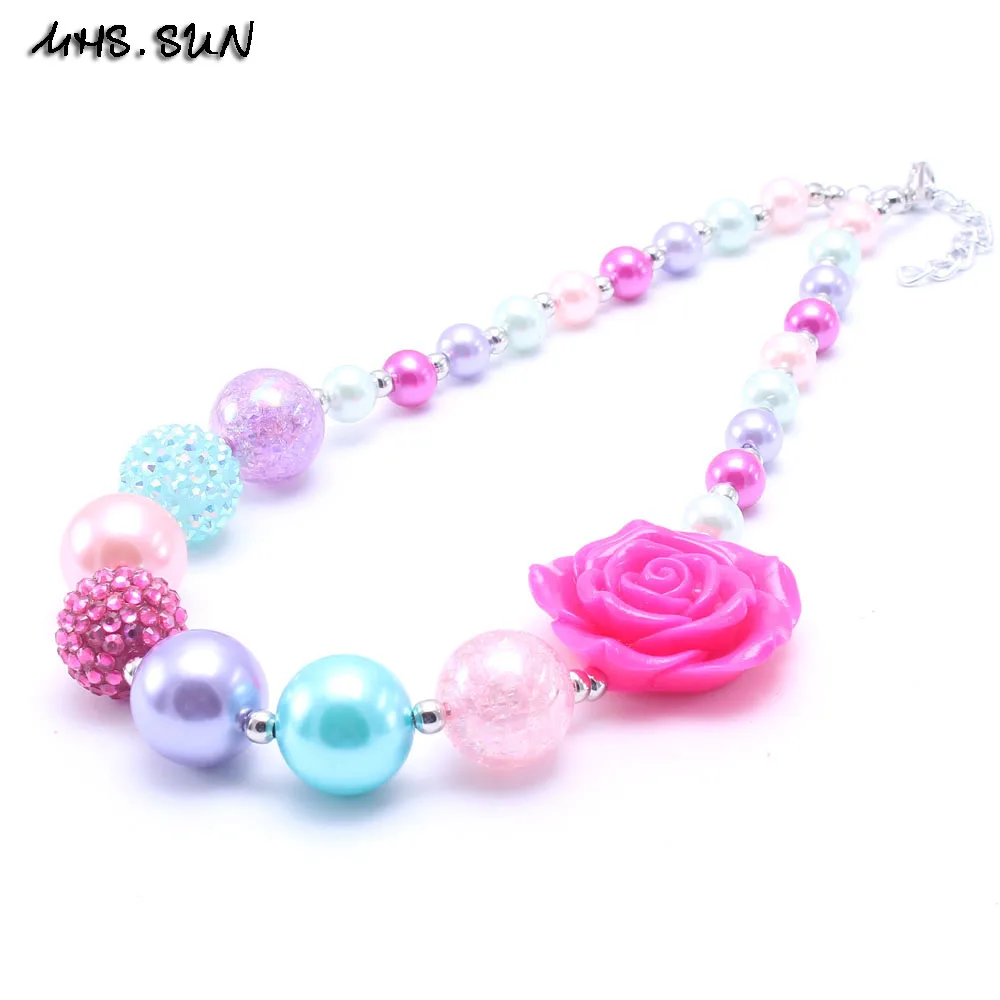 MHS.SUN новый дизайн ярко розовый цветок искусственная жвачка бусина массивное