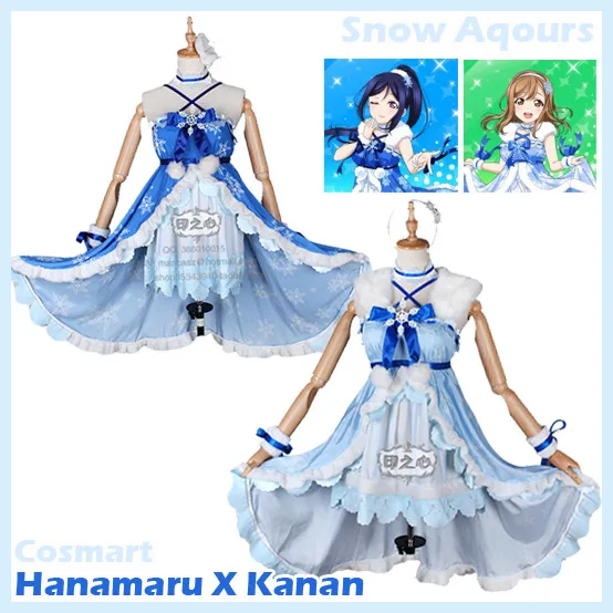 

Аниме Lovelive Sunshine! Косплей-костюм Aqours, женский костюм ханамару, с принтом снега, на Хэллоуин, 2018
