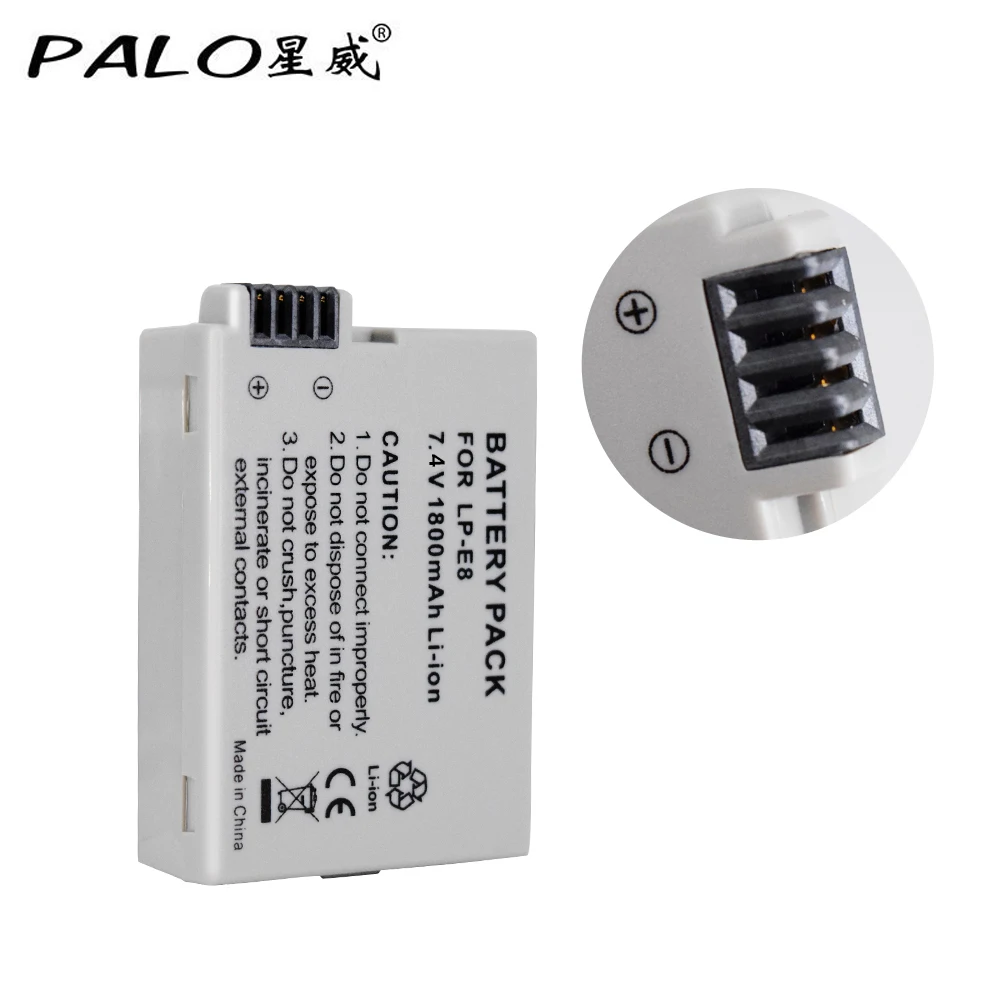 Аккумулятор для камеры PALO LP E8 LPE8 1800 мАч + двойное зарядное светодиодный кой Canon EOS