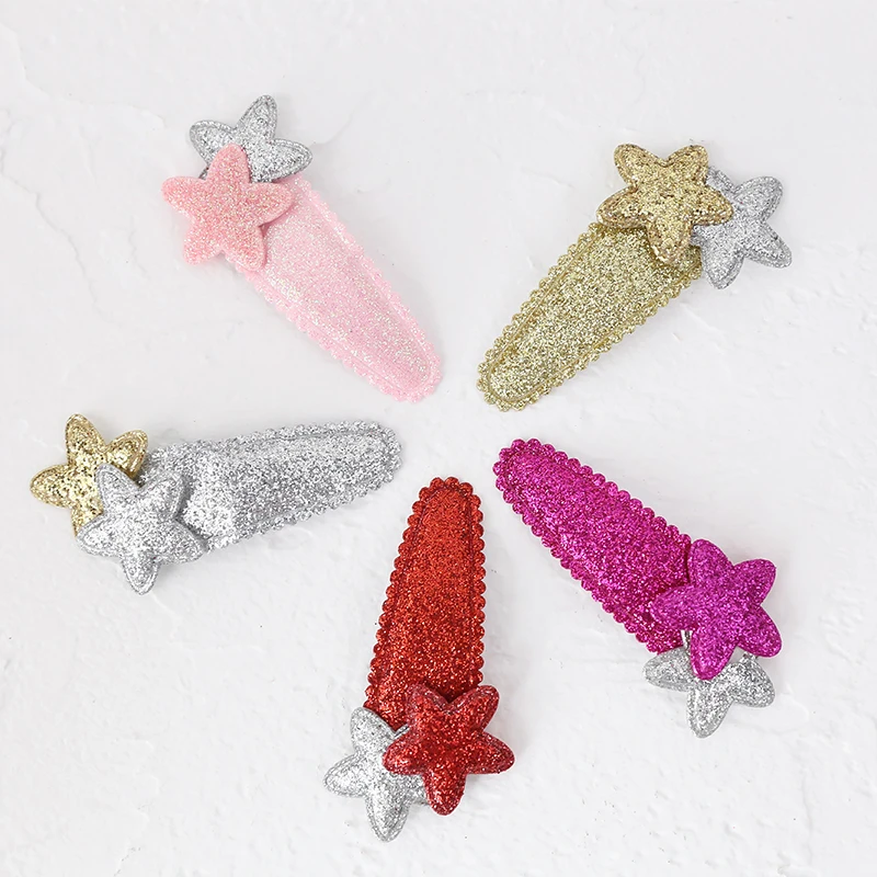 20 шт./лот блеск металлик Золотая Звезда кнопки Заколки для волос Малыш