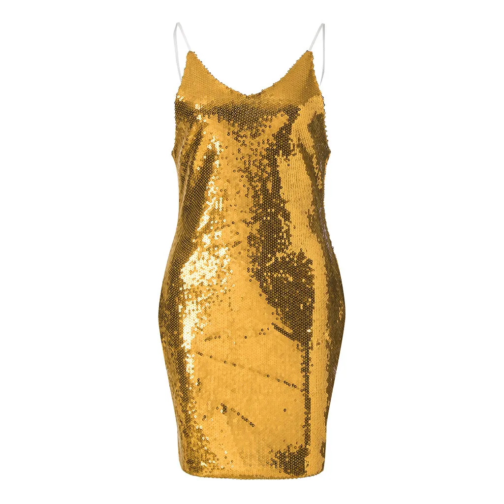 Vestidos mujer robe femme женская блестящая одежда с блестками и v образным вырезом без