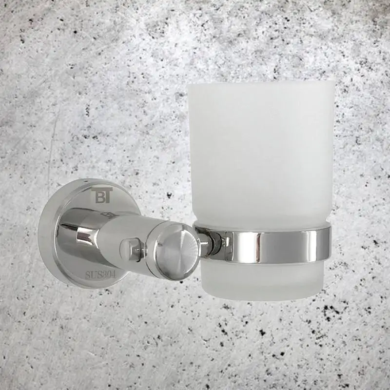 1pc Cup Holder Stainless Steel Round Wall Mounted Cup Organizer Cup Rack Toothbrush Cup Holder for Bathroom Toilet Home
