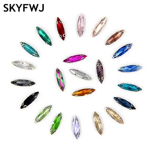 4x15mm 50pcs D shape claw sew on stones flatback loose rhinestones with 4holes diy clothing accessories | Дом и сад