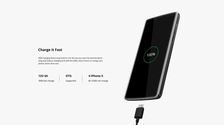 DOOGEE BL12000 Android 7,0 12000 мАч Быстрая зарядка 6,0 18:9 FHD+ Восьмиядерный процессор MTK6750T 4 Гб ОЗУ 32 Гб ПЗУ четырехъярусная камера 16 МП мобильный телефон