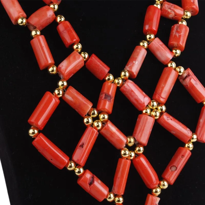4UJewelry Edo Coral Jewelry Sets Orange Red White Women jewellery Set 2018 Fine Party Bangle Earrings Necklace | Украшения и