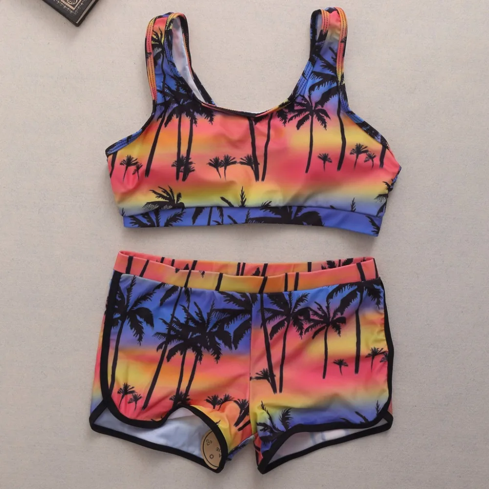 Сексуальный купальник женский короткий топ шорты с высокой талией бикини