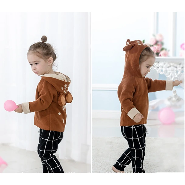 Children 's sweater Rutao Xuan autumn and winter new thick plus brown bear baby cotton hand |