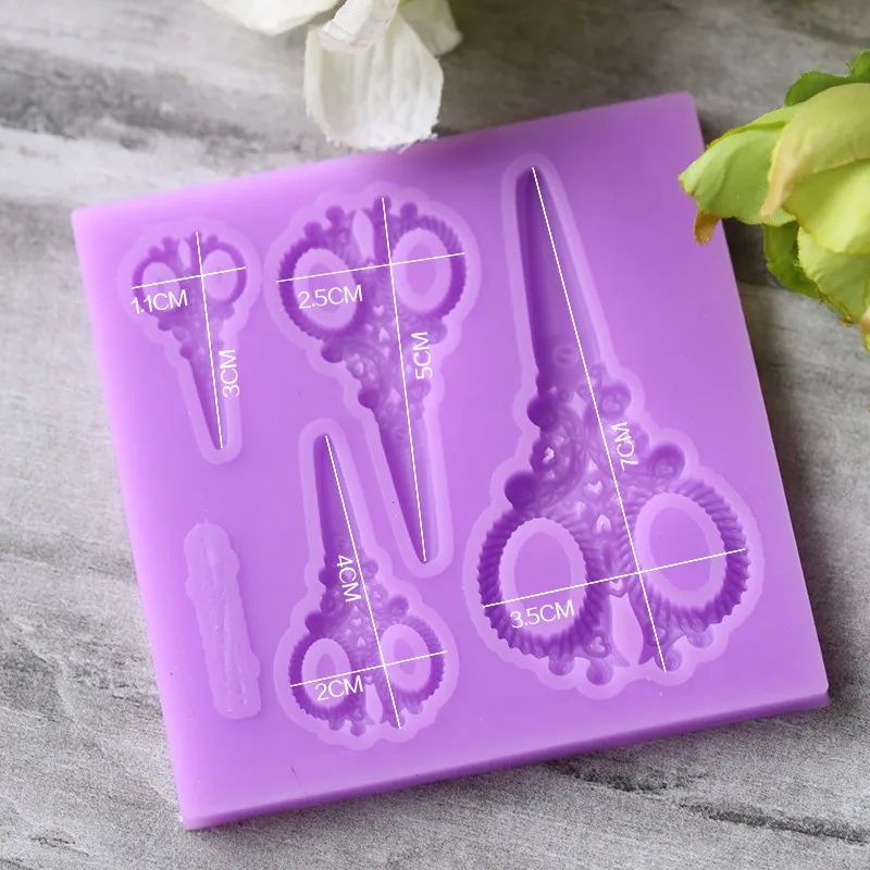 Fullmold DIY Ножницы силиконовые формы помадка плесень торт украшая инструменты