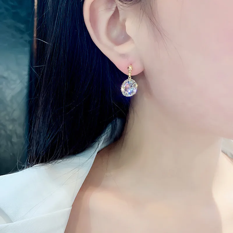 FYUAN маленькие циркониевые Висячие серьги для женщин Bijoux круглые капли воды Кристалл Модные серьги с подвесками Ювелирные изделия Подарки