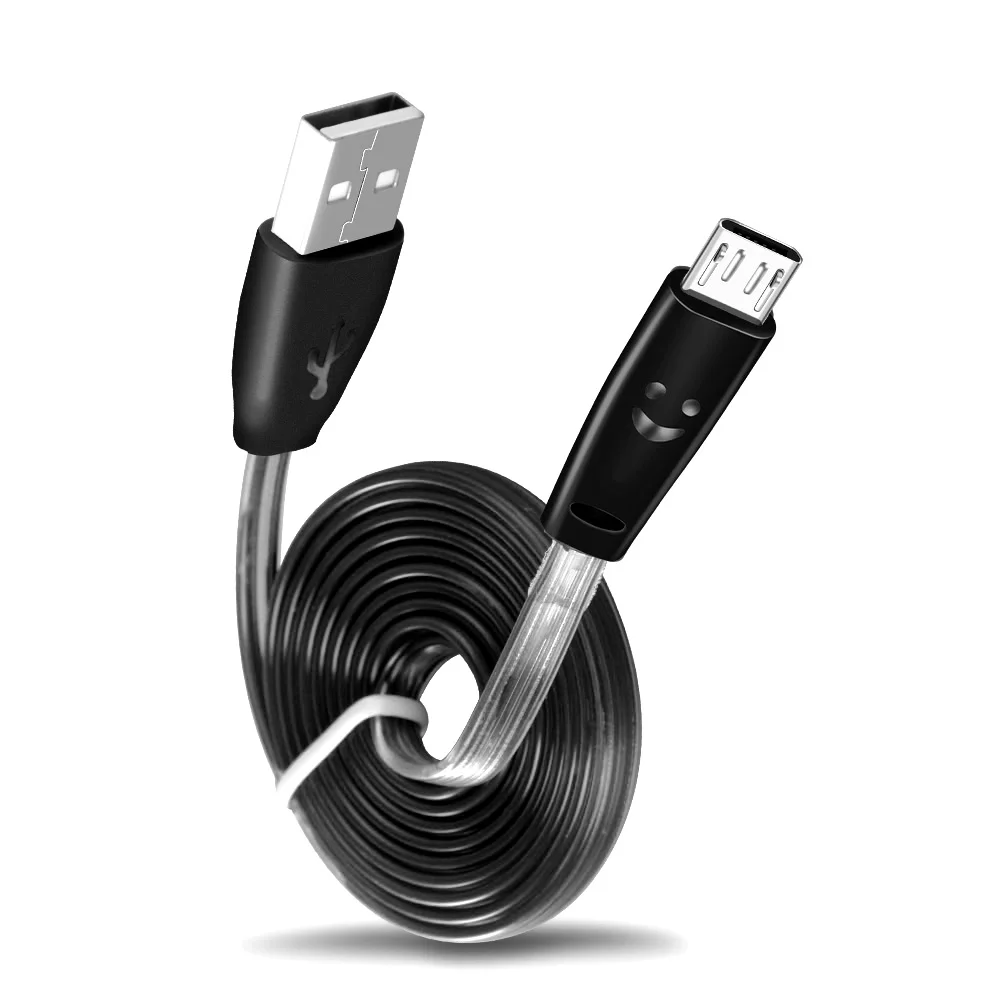 Кабель Micro USB со смайликом светящийся светодиод быстрая зарядка usb кабель для