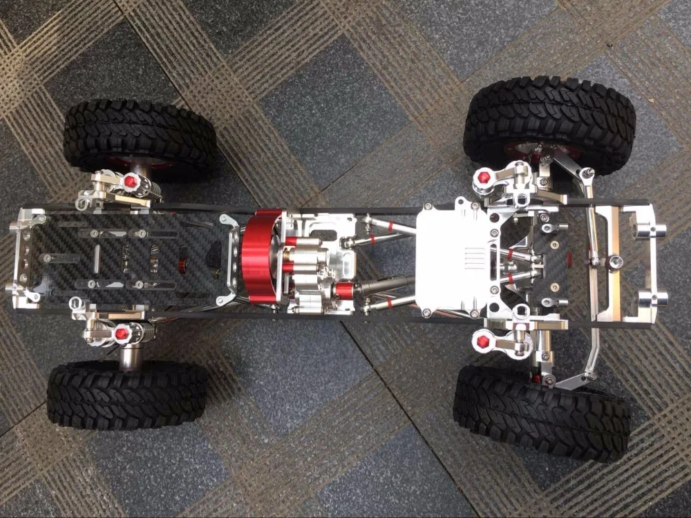 CNC 1/10 масштаб Рок Гусеничный Грузовик Алюминиевый осевой SCX10 шасси карбоновая рама колесная база 313 мм