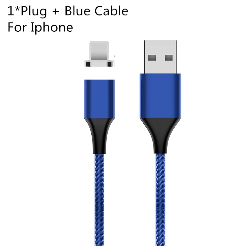 Магнитный кабель KingFriend Micro usb type C для iPhone Lighting Cable 1M 2M 3A провод для быстрого заряда Магнитный кабель type C для Xiaomi - Цвет: Blue USB for Iphone