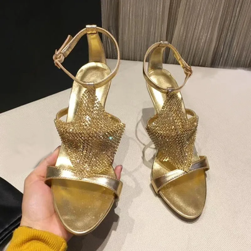 Босоножки женские на высоком каблуке модные сандалии-гладиаторы с Т-образным