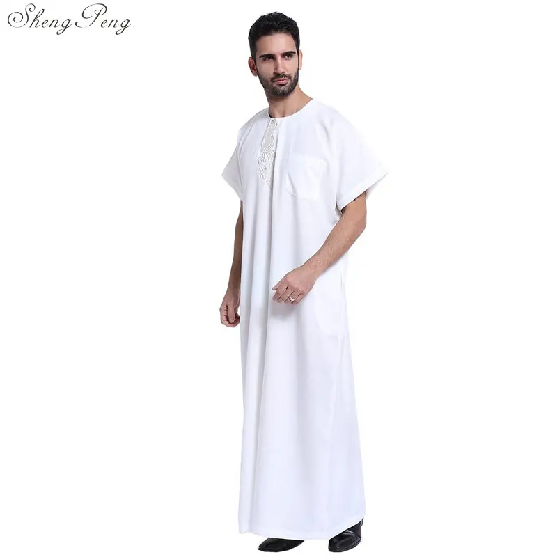 Мужская одежда мужская с коротким рукавом вышивкой абайя большого размера в