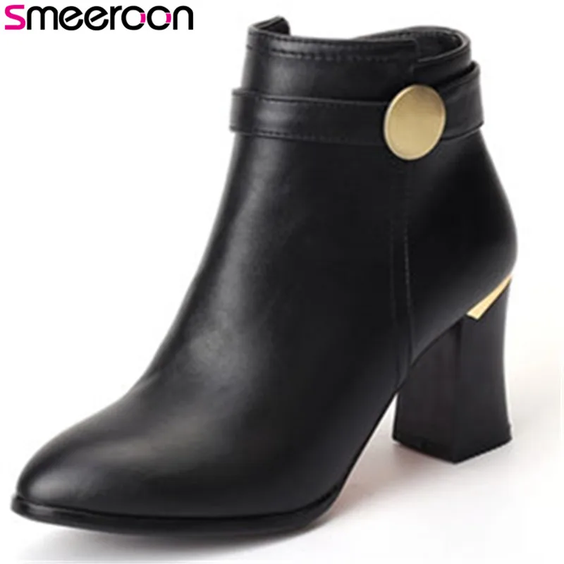 

Smeeroon fashion ankle boots for women high heels women boots autumn winter boots round toe prom shoes zip big size 33-43
