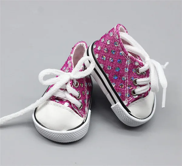 Rose Red Color 7 см мини-кукла Sneackers для 43 см Reborn Новая Детская кукла спортивная обувь для 18 дюймов Кукла 7 см игрушки сапоги куклы аксессуары - Цвет: Rose Red Color