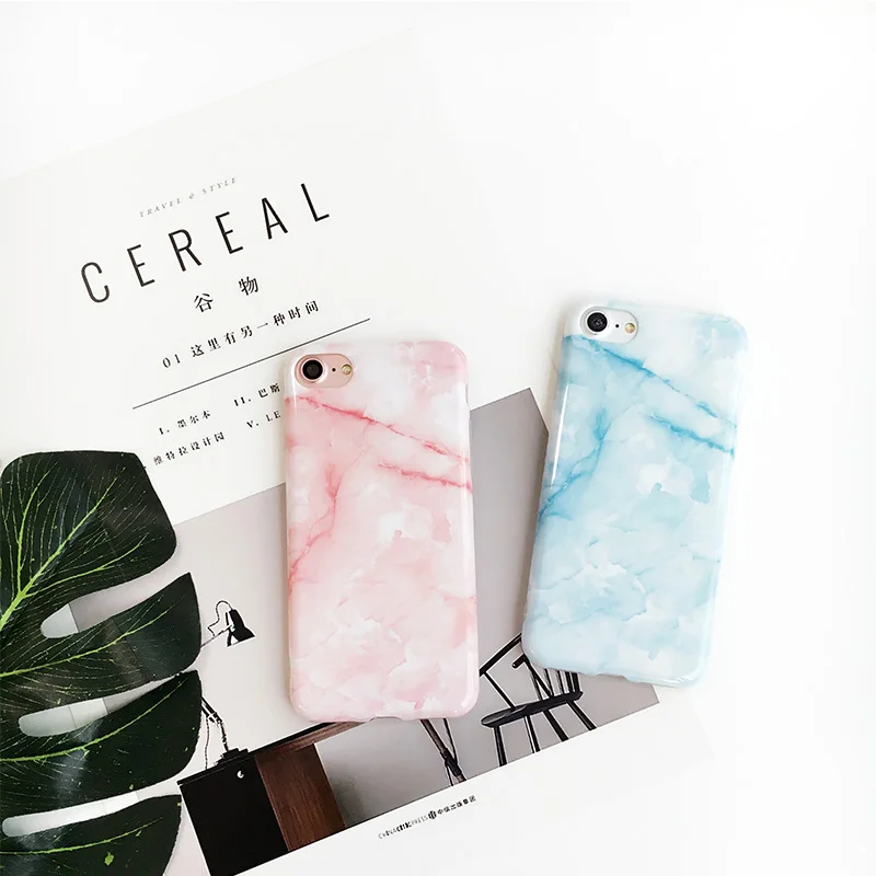 Чехол для iPhone 7 plus мраморный узор светло голубой розовый мягкий чехол из ТПУ 6 6s 4